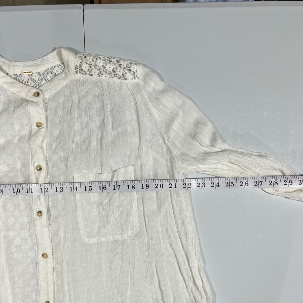 Free People Crochet Lace Renfair Button Down Top Womens Medium Ethereal Boho - Picture 7 of 13